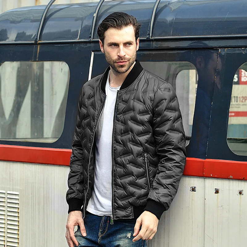

Winter Ultra Light Duck Down Coats Men Casual Jacket Warm Parkas Stand Collar Lettice Outwear