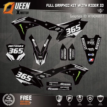 

Queen-X Custom Team Graphics Backgrounds Decals 3M Stickers Kit For Kawasaki KX250F 2017-2019 017