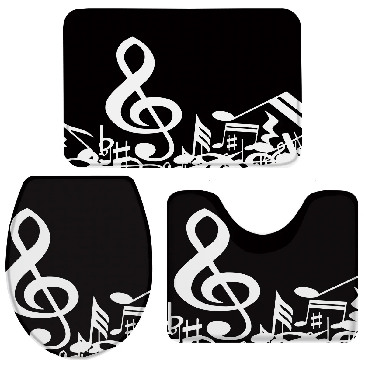 Набор из 3 предметов для ванной комнаты черный белый набор покрытие унитаза