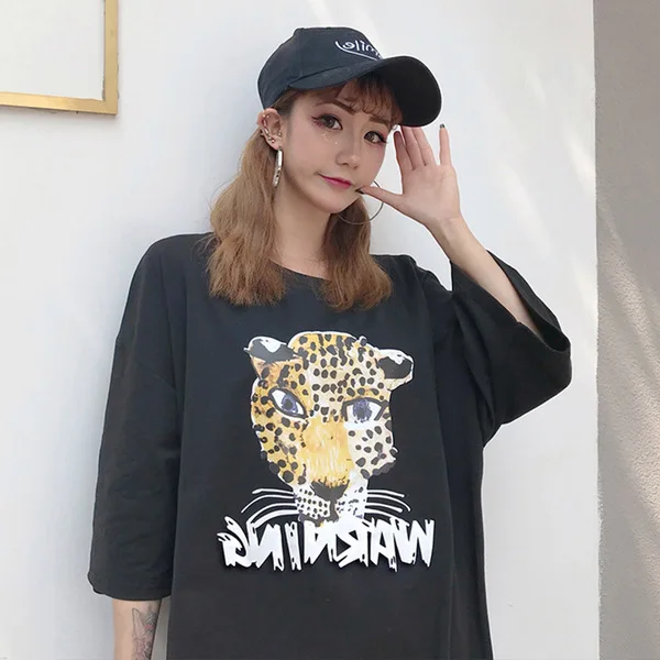 

Photo Shoot 6535/2019 Short Sleeve T-shirt Women's Loose-Fit Harajuku BF Style INS Short Sleeve Versatile Tops Fashion