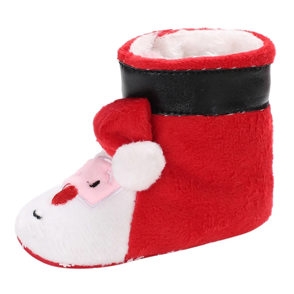 Милая Рождественская обувь для новорожденных; теплая зимняя обувь из флока для мальчиков и девочек; Botas para ninos# S
