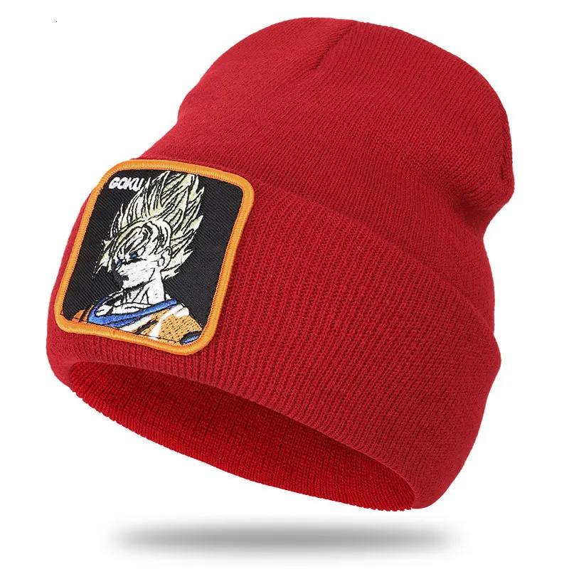 GOKU Dragon Ball Vegeta, высококачественные хлопковые повседневные шапочки для мужчин и женщин, теплая вязаная шапка, модная шапка унисекс, Gorras Para Hombre - Цвет: C4-wine red
