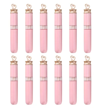 

5Pcs 10Pcs 30Pcs 6ml Pink Empty Lip Gloss Tubes Gold Heart Shape Top Travel Use Lipstick Cosmetic Refillable Packaging Container