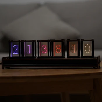 

Elekstube Upgraded Digital Alarm Clock 6 Bit RGB LED Glow Electronic Clock Retro Nixie Tube Time Display PIR Motion Control 5V