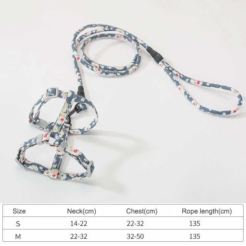 Comfortable Floral Cat Harness Bow Pet Leashes Chest Adjustable Harness Flower Cats Leashes Walk Chest Strap For Cat Collars Comfortable Floral Cat Harness Bow Pet Leashes Chest Adjustable Harness Flower Cats Leashes Walk Chest Strap For Cat Collars