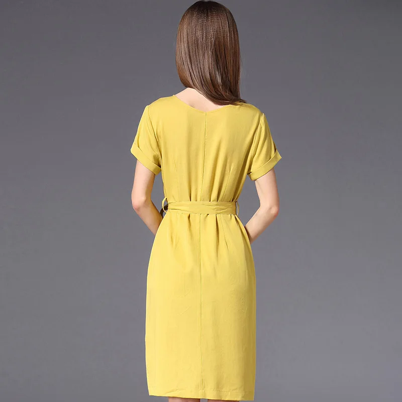 

Dress Summer Vestidos 2020 Plus Size Elegant Yellow Dress Women Clothes Short Sleeve Robe Femme Ete KJ009