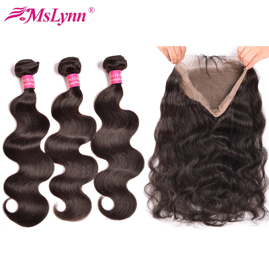 

360 Lace Frontal With Bundle Body Wave Hair Bundles With Closure Peruvian Hair Bundles With Closure Remy Human Hair Bundles