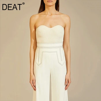 

DEAT 2020 new summer slim out fits fashion women clothing V-neck sleeveless knitting pullover slim high waist T-shirt WL09500L