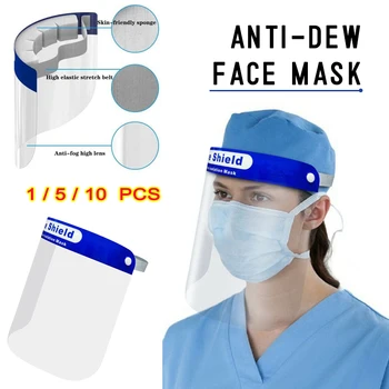 

10PCS Face Shield Transparent Full Face Mask Anti Droplet Spit Splashproof Full Face Covering Mask Facial Shield Visor Shield