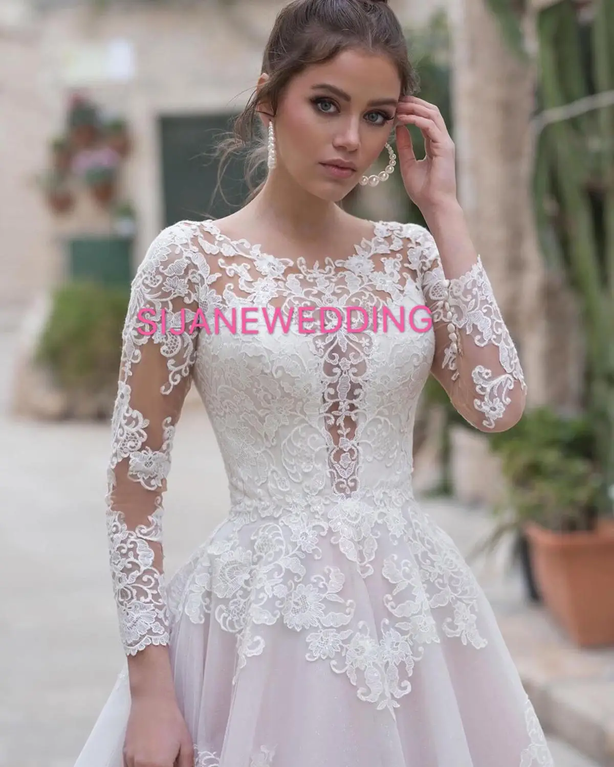 Свадебное Платье Vestidos De Noiva с глубоким вырезом и длинными рукавами, роскошное свадебное платье 20190888