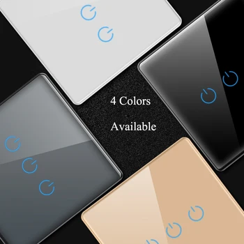 

1 2 3 gang 1 Way 2 Way Four-color tempered glass wall switch Single live wire touch switch touch smart switch AC 110-250V 86mm