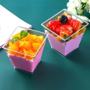 

10PCS200ML Large Dessert Cup Pudding Cup Disposable Transparent Plastic Tableware Party Wedding Supplies For Yogurt Mousse Cake