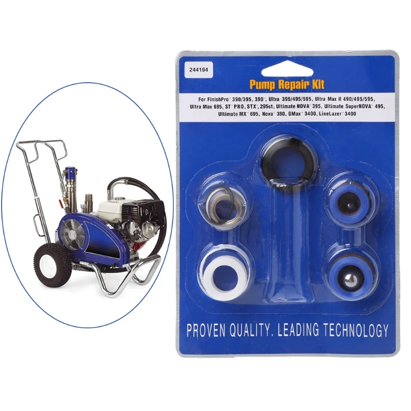 

For Sprayer 390 395 490 495 595 Spay Gun Tool Pump Repair Packing Kit 244194 Fit