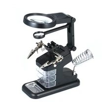 Feita multi-funcional solda lupa 3x/4.5x/25x led luz desktop lupa como suporte de solda usb ferramenta de reparo