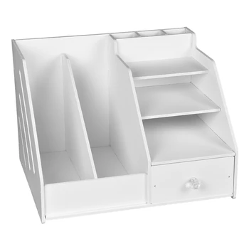 

Multi Use Desktop Stationery Organizer Box with Document File Book Stand and Pen Holder Drawer Rack