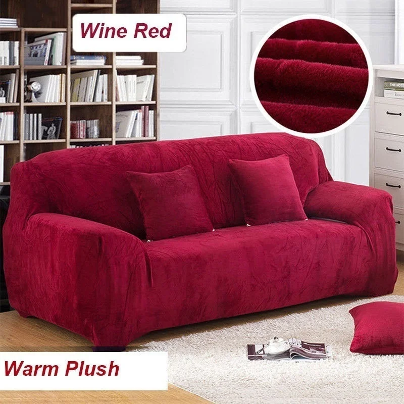 Wine Red 1-4 чехлы для диванов из толстого плюша Ретро чехлы для диванов мягкие чехлы для диванов - Цвет: Wine Red