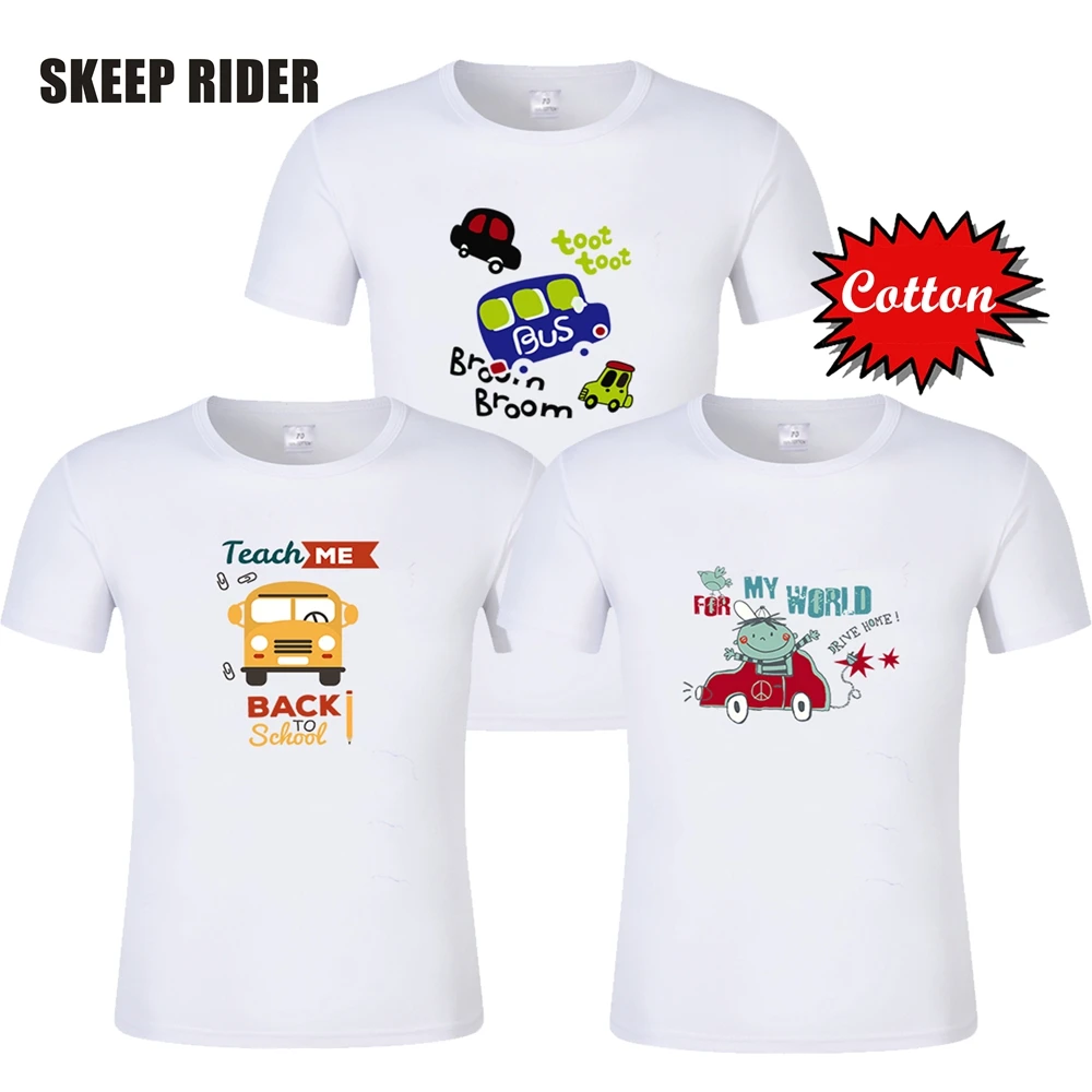 

SKR Girls Summer Tops For Kids Short Sleeve New Baby Boy T-shirt Car Cotton Children Unisex White Baby Girl T-shirt