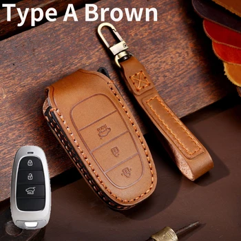 Custodia protettiva in pelle per Hyundai Solaris Sonata Hybrid NEXO NX4 New Grand Santa Fe Tucson 2021 2022 portachiavi con ingresso senza chiave - Custodia protettiva in pelle per Hyundai Solaris Sonata Hybrid NEXO NX4 New Grand Santa Fe