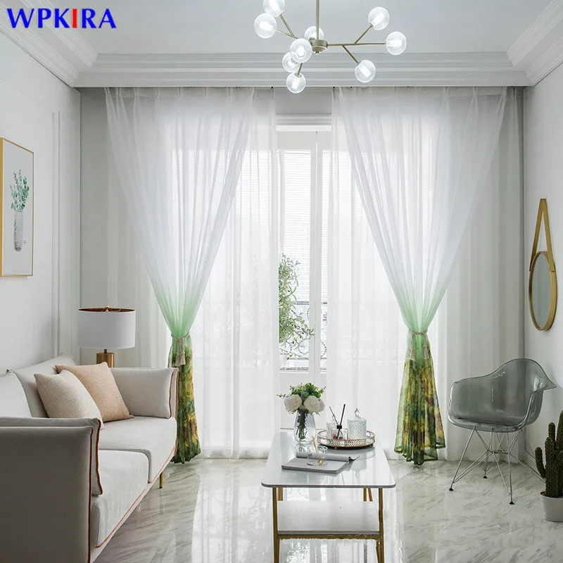 

Transparent Sunflower Gradient Tulle Curtain Window For Living Room Kitchen Curtain Valance Sheer Modern Home Decora W-M238#30