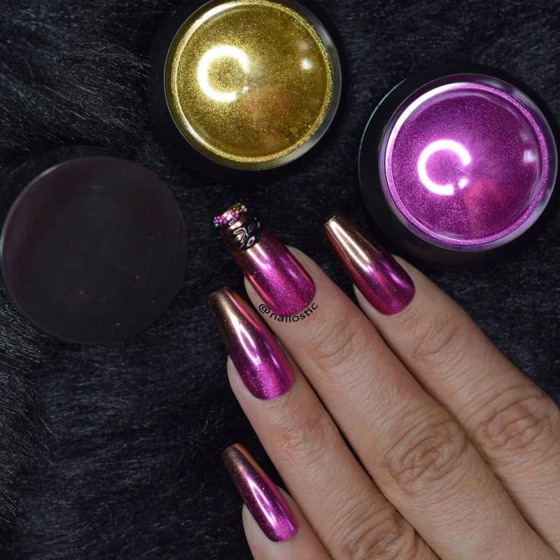 Rose Gold Bubble Mirror Powder Metallic Nail Glitter iridescent Chrome Dust Sparkling Flakes Pigment Manicur Nail Art Decor