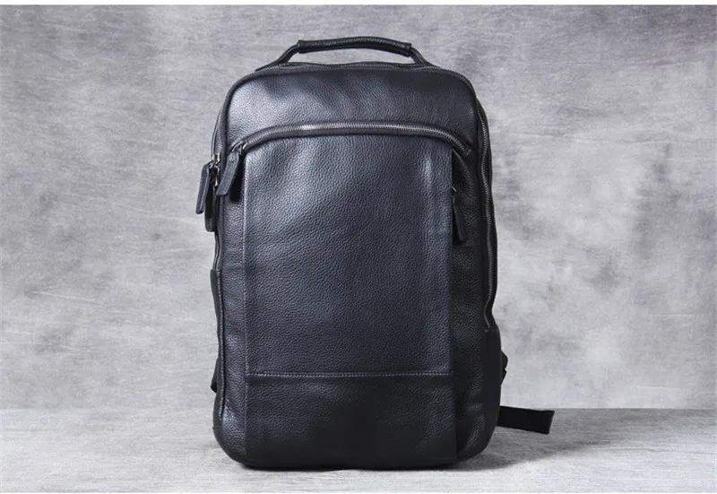 PNDME Простой повседневный мягкий мужской женский рюкзак из воловьей кожи высокого качества из натуральной кожи большой емкости для путешествий Черный рюкзак для ноутбука - Цвет: Black