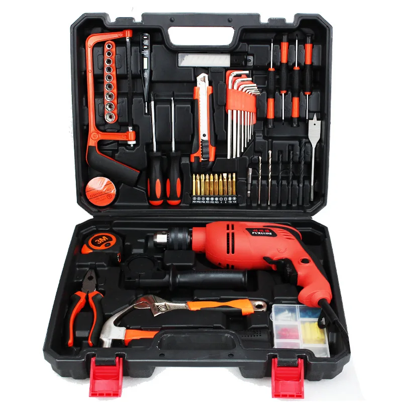 

88-Piece Impact Drill Household Electric Tool Kit Multi-functional Hardware Gift Combination Set Tool Box