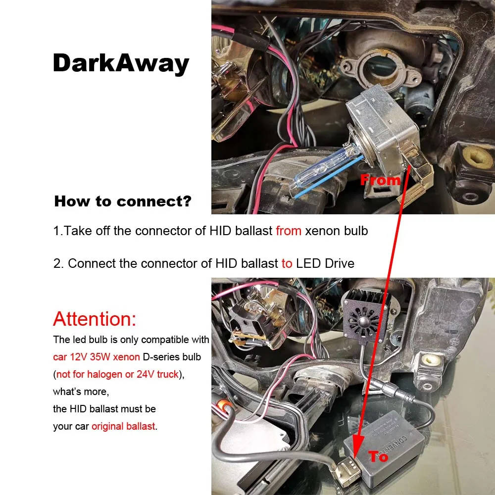 Светодиодная лампа DarkAway D1S стандартный светодиодный фонарь D2H D3S D4S D5S D8S сменный