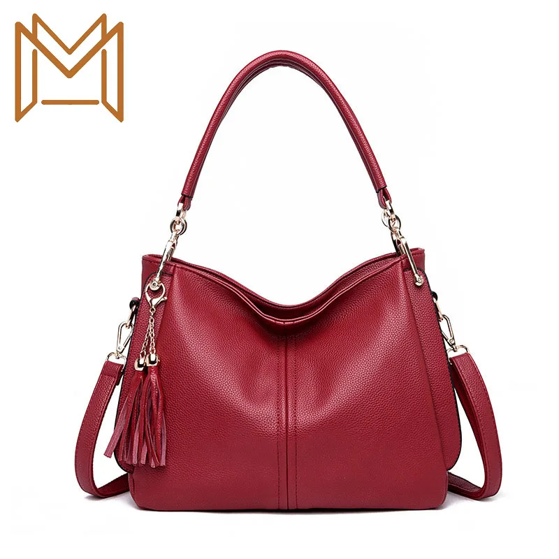

Genuine Leather Single Shoulder Package Litchi Tassels Portable Woman Package Soft Leather Messenger Package
