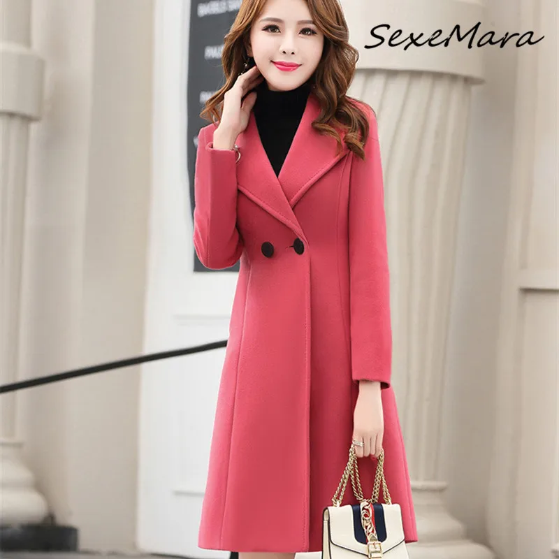 women's down coats & jackets 2019 Winter Fashion Women Cashmere Long Coats Elegant Double Button Slim Wool Coats for Ladies black puffer coat with hood Coats & Jackets