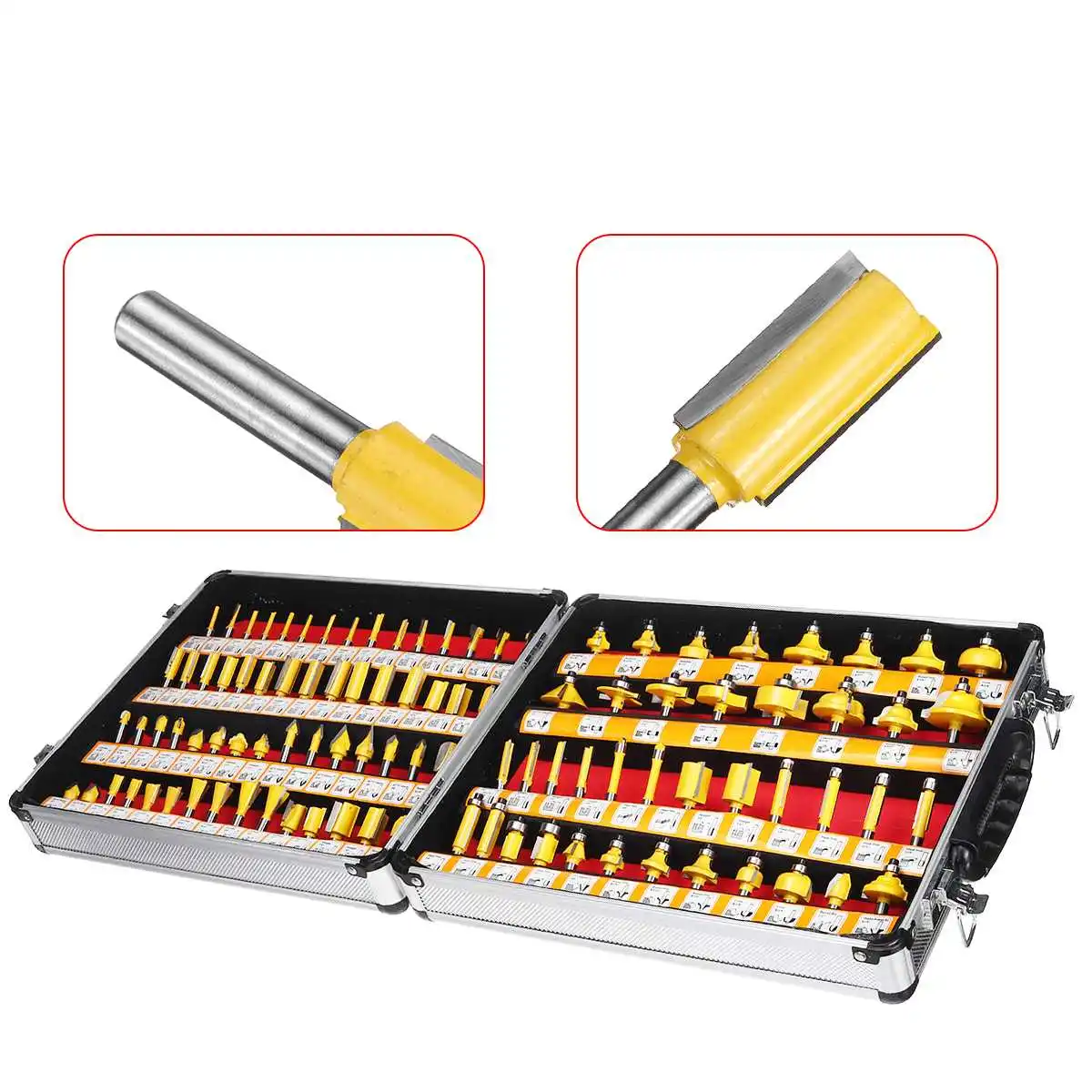 

24pcs/35pcs/100pcs 1/4 inch Shank Trimming Machine Milling Cutter Engraving Machine Set Carbide High Abrasion Resistance