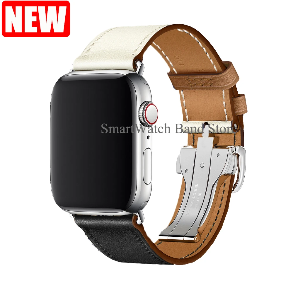 Ремешок для Apple Watch Band из натуральной кожи с одной пряжкой 5 4 3 2 1 кожаный ремешок