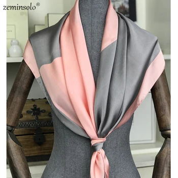

2020 New Spring Summer Women Scarf Hijab Small Size Silk Scarves Bandana Square NeckerChief Office Lady Scarves Shawls 90*90cm
