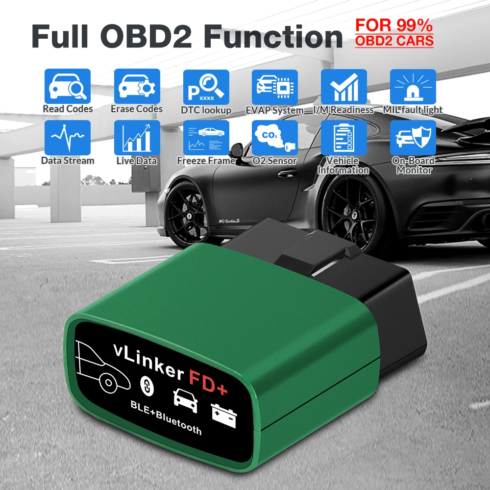 Vgate vLinker FD+ ELM327 V2.2 Forscan for ford Scanner Bluetooth ELM 327 wifi OBD 2 OBD2 Car Diagnostic ODB2 MS CAN Auto Tool best car battery tester