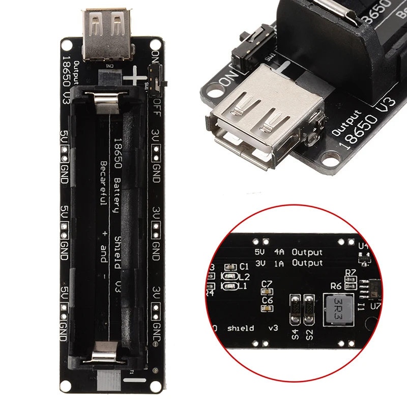 

Плата расширения Micro USB ESP32 18650, Защита аккумулятора V3, светодиодный USB Type-A 0,5a для Wemos для Arduino Raspberry Pi