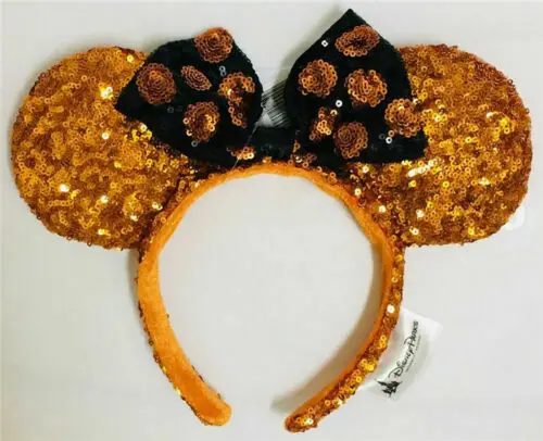 New Mickey Minnie Orange Ears Black Bow Halloween Hat Headband  Cosplay