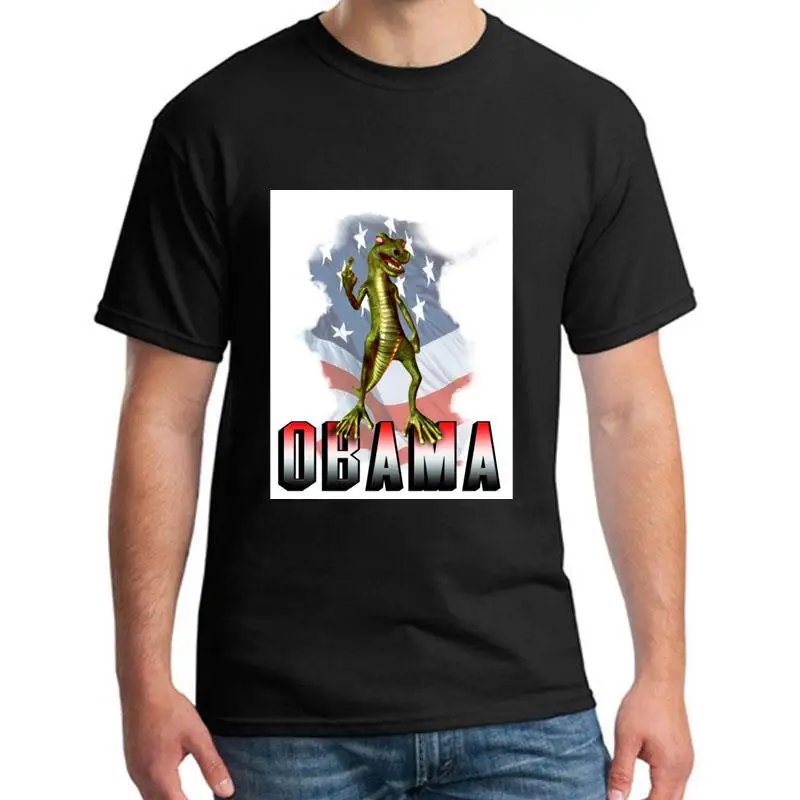 

Graphic Obama Flippin Lizard tshirt for men Short-Sleeve Humor Knitted men and women t-shirts black slim fit