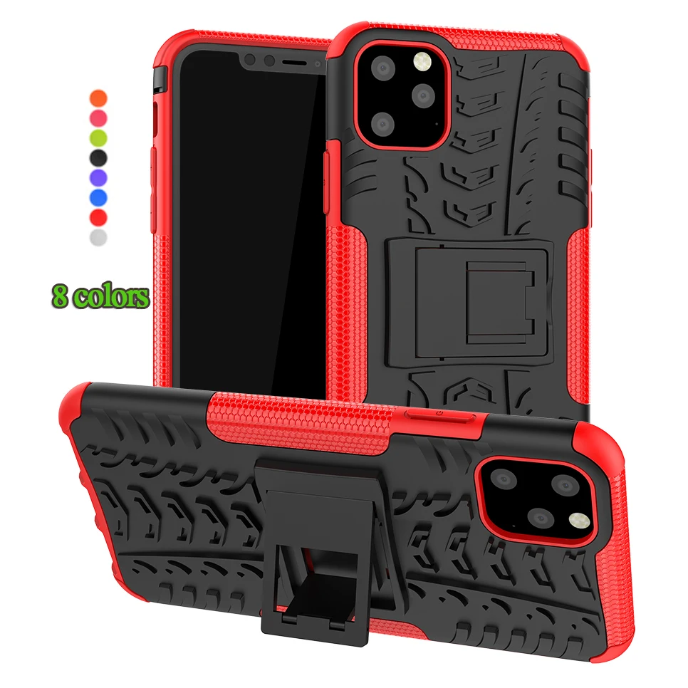 Чехол Sunjolly для iPhone 11 Pro Max сверхпрочный PC + TPU силиконовый чехол с подставкой XS XR X 7/8