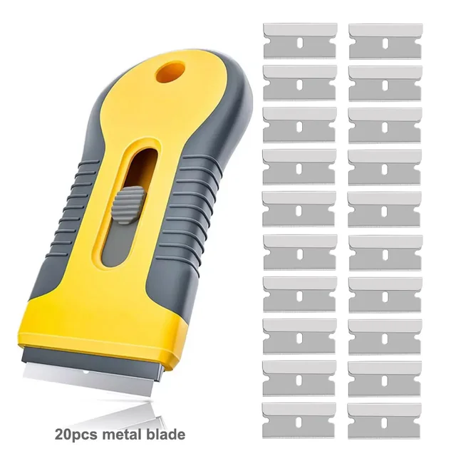 10/20pcs Razor Blade Tint Wrap Glue Squeegee Remover Cleaner  Ceramic Glass Car Window Viny Film Sticker Cleaning Razor Scraper Picture shows