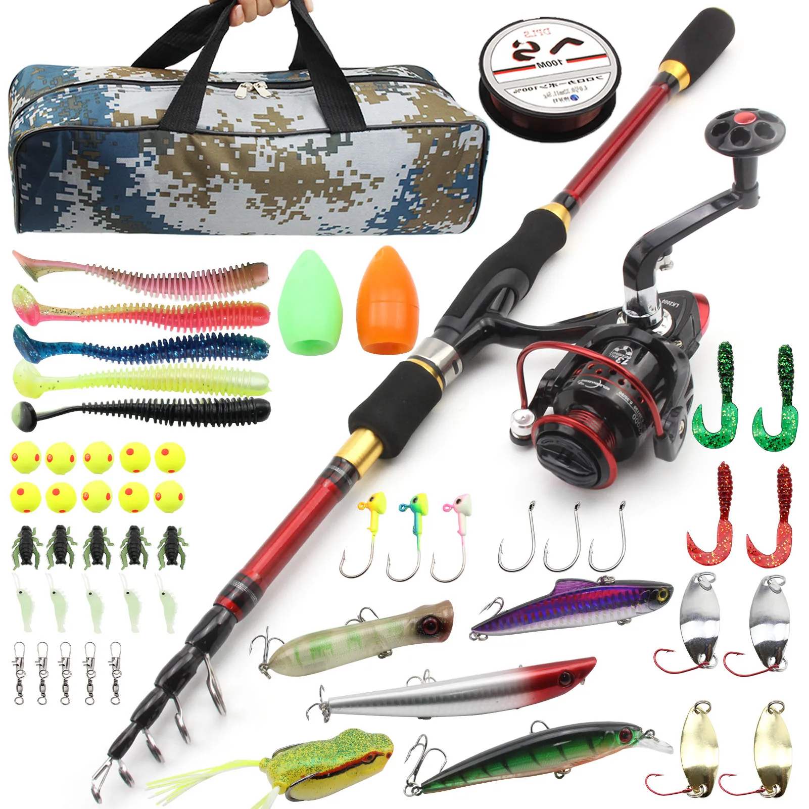 1.8m2.1m2.4m2.7m Spinning Fishing Rod Reel Combo Telescopic Carbon Fiber  Trout Rods With Line Lures Hooks Fishing Bag Set - Fishing Rods - AliExpress