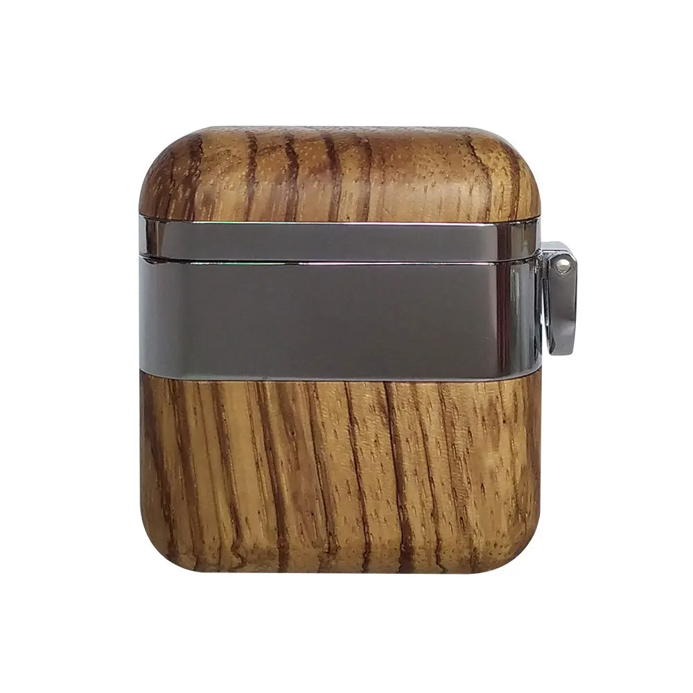 Zebra JINSERTA деревянный чехол для Airpods 1/2 защитный чехол с металлическим карабином для Airpods гарнитура зарядная коробка Прямая поставка - Цвет: Zebra