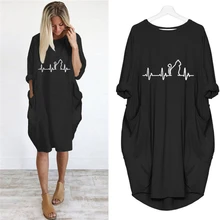 New Dress Girls Print Cat Pocket Loose Dress Vintage Summer Fall Maxi Clothes Woman Casual Dresses Party Women Dresses