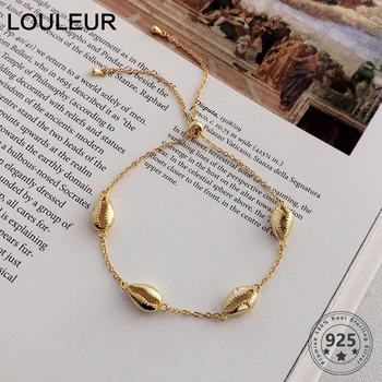 

Louleur Genuine 925 Sterling Silver Shell Bracelets For Women Hot Sale Western Style Gold Bracelets Female Silver Jewelry Gifts