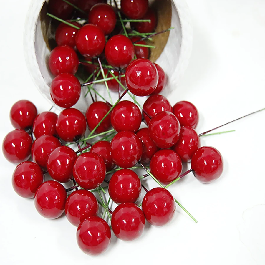 

5/10/20/30pcs Berry Plastic Fake Fruit Artificial Pearl Flower Stamen Cherry Wedding DIY Gift Box Decoration Christmas Wreath