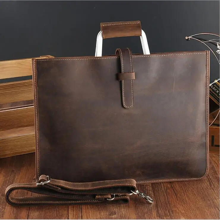 High Fashion Luxury Clutch Bag Men's A4 File Document Purse Wallet Top Layer Ipad Leather Business Bag Briefcase Cowkskin