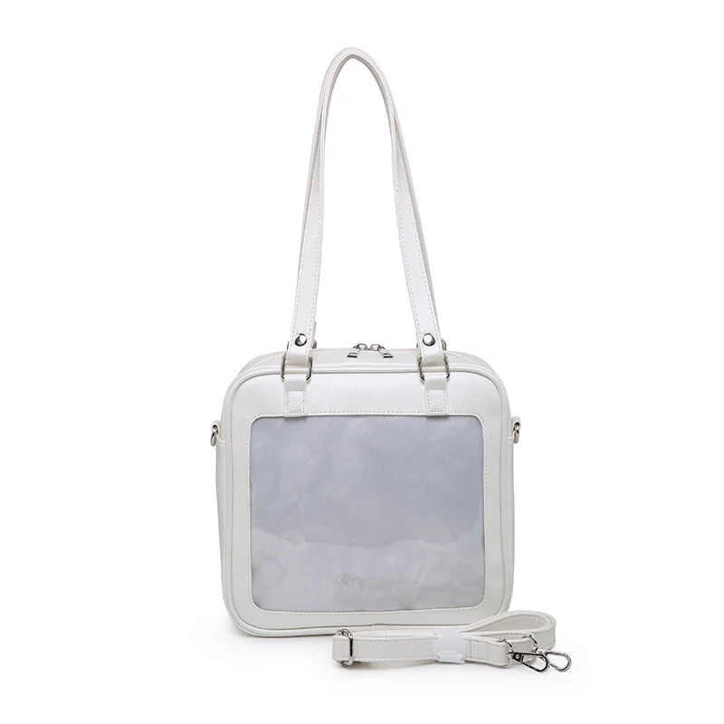 Kawaii Square Ita Bag Heart Backpack Clear Handbags for Women Transparent Luxury Girls Japanese Lolita Style Messenger Bag H205 