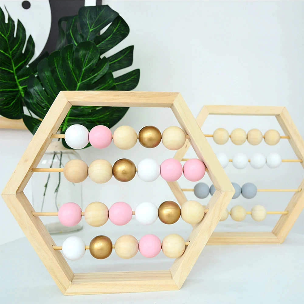 Ábaco de madera para niños y bebés, Juguetes educativos de aprendizaje temprano, decoración de habitación de niño Natural, estilo nórdico
