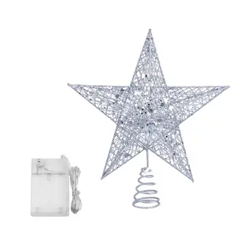 

2 Pcs Christmas Tree Ornament Five-pointed Star Lights String Hanging Decoration