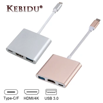 

Hot Type C To HDMI USB 3.0 Charging Adapter Converter USB-C 3.1 Hub Adapter for Mac Air Pro Huawei Mate10 Samsung S8 Plus New