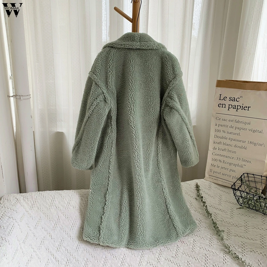 Длинная женская куртка из искусственного меха размера плюс, Осень-зима, плюшевое теплое толстое плюшевое пальто, женское повседневное пальто 8,15