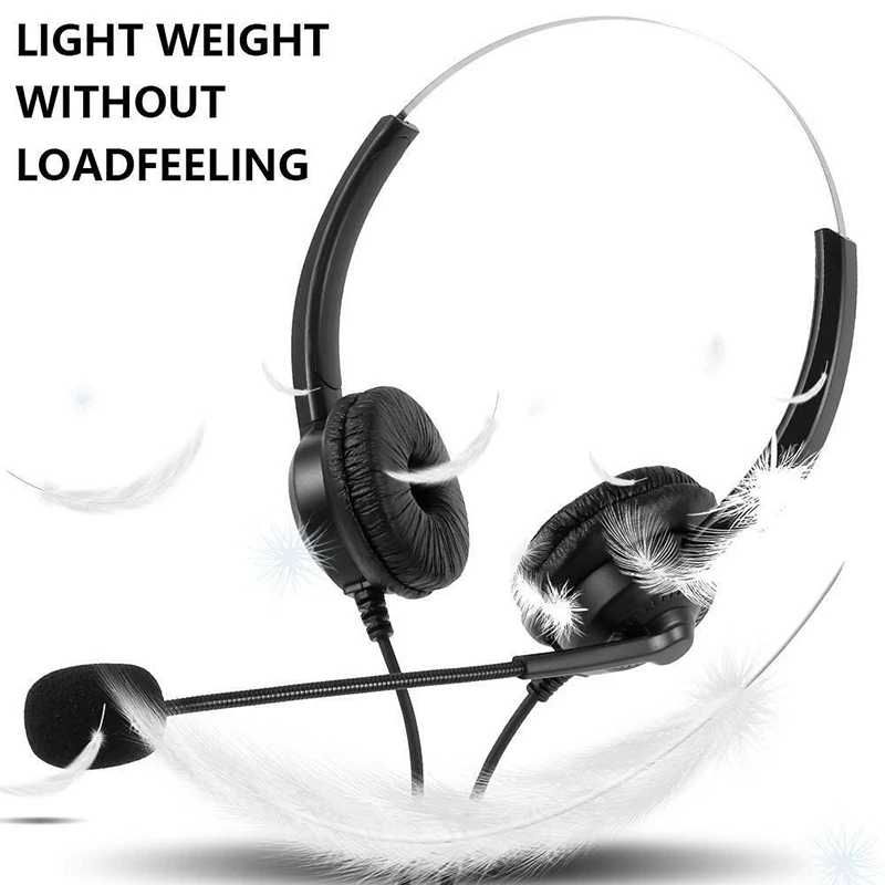 Pohiks 1pc USB Wired Headphone Customer Service Headset with Noise Cancelling Mic for PC Laptop Call Center Telephone